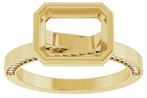 Sužadėtuvių Žiedas „Bezel-Set Accented“ 14k yellow gold Emerald 9mm x 7mm (2)