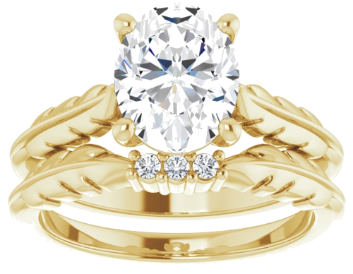 Sužadėtuvių Žiedas „Solitaire Leaf“ 14k yellow gold Oval 9mm x 7mm (8)