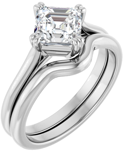 Sužadėtuvių Žiedas „Double Claw-Prong Solitaire“ 14k white gold Asscher 6mm (6)