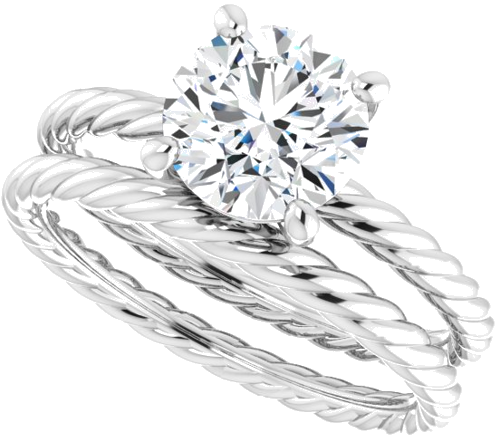 Sužadėtuvių Žiedas „Solitaire Rope“ 14k white gold Round 7.4mm (10)
