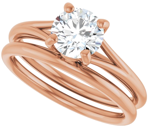 Sužadėtuvių Žiedas „Solitaire“ 14k rose gold Round 6.5mm (10)