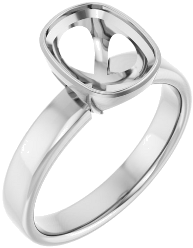 Sužadėtuvių Žiedas „Bezel-Set Solitaire“ 14k white gold Elongated Cushion 9mm x 7mm (1)