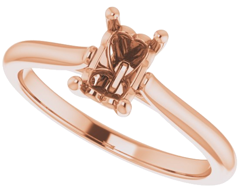 Sužadėtuvių Žiedas „Solitaire“ 14k rose gold Emerald 6mm x 4mm (5)