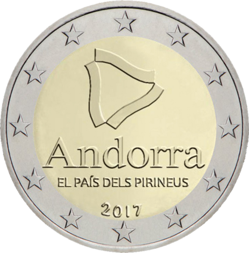 2017 Andoras Pireneju valsts 2 eiro monēta (3)