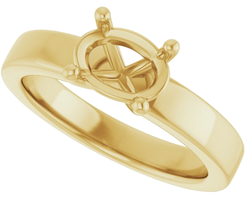 14K Yellow 8x6 mm Oval Solitaire Engagement Ring Mounting (5)
