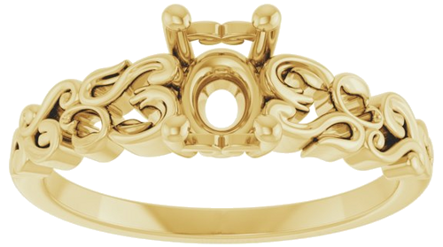 Sužadėtuvių Žiedas „Solitaire Sculptural“ 14k yellow gold Oval 7mm x 5mm (3)