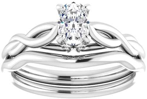 Sužadėtuvių Žiedas „Solitaire Sculptural“ 14k white gold Oval 6mm x 4mm (8)