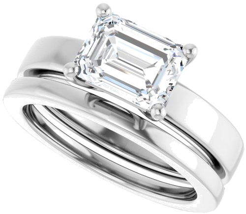 14K White 8x6 mm Emerald Solitaire Engagement Ring Mounting (4)