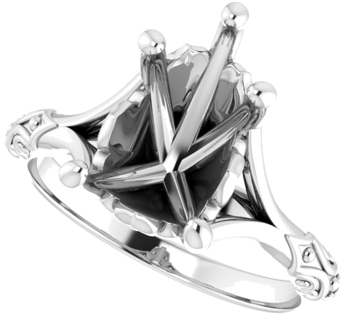 Sužadėtuvių Žiedas „Solitaire Sculptural“ 14k white gold Pear 12mm x 8mm (5)