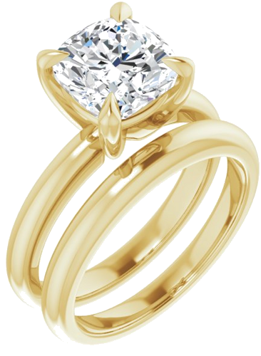 14K Yellow 8x8 mm Cushion Solitaire Engagement Ring Mounting (6)