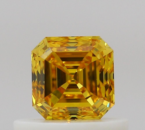 0.51 carat Fancy Vivid Orangey Yellow-VS1 Natūralus Asscher Deimantas (1)