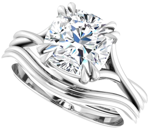 Sužadėtuvių Žiedas „Solitaire“ 585 Baltojo Aukso Cushion 8mm (10)