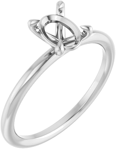 Sužadėtuvių Žiedas „Claw-Prong Solitaire“ 14k white gold Oval 7.5mm x 5.5mm (1)