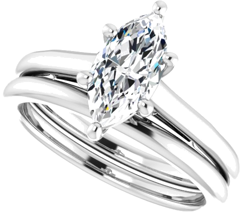 Sužadėtuvių Žiedas „Solitaire“ 585 Baltojo Aukso Marquise 10mm x 5mm (10)