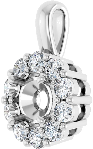 14K White 5.2 mm Round 1 3 CTW Natural Diamond Semi-Set Pendant (2)
