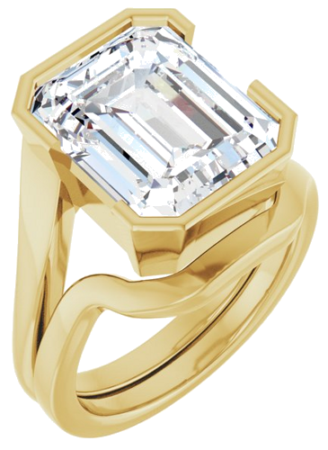 Sužadėtuvių Žiedas „Half-Bezel Solitaire“ 10k yellow gold Emerald 12mm x 10mm (6)