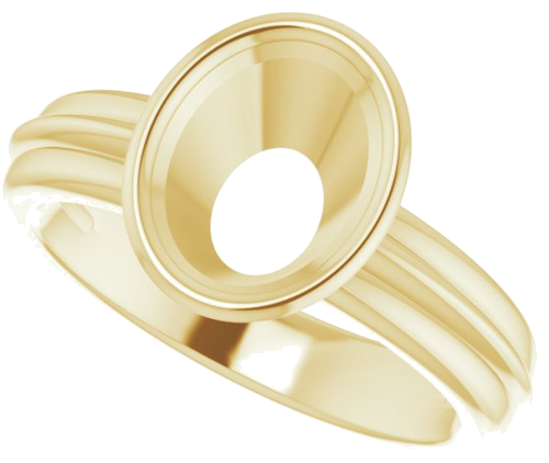 Sužadėtuvių Žiedas „Bezel-Set Solitaire“ 585 Geltonojo Aukso Oval 9mm x 7mm (5)