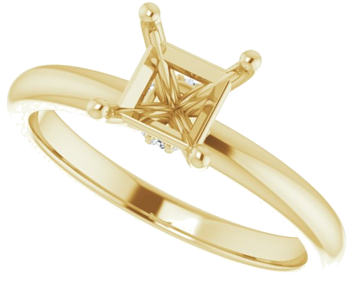 Sužadėtuvių Žiedas „Accented“ 14k yellow gold Square 5mm (5)