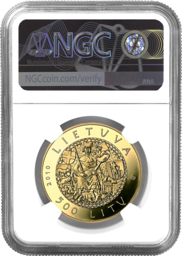 2010 Žalgirio mūšis Lietuva 500 litų auksinė moneta PF 70 ULTRA CAMEO (2)