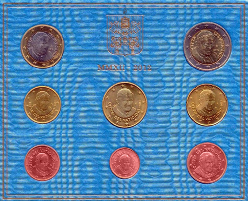 2012 Vatikāna Benedikta XVI BU eiro monētu komplekts (2)