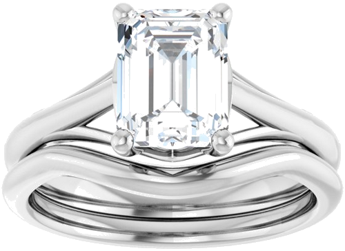 Sužadėtuvių Žiedas „Solitaire“ 14k white gold Emerald 8mm x 6mm (8)