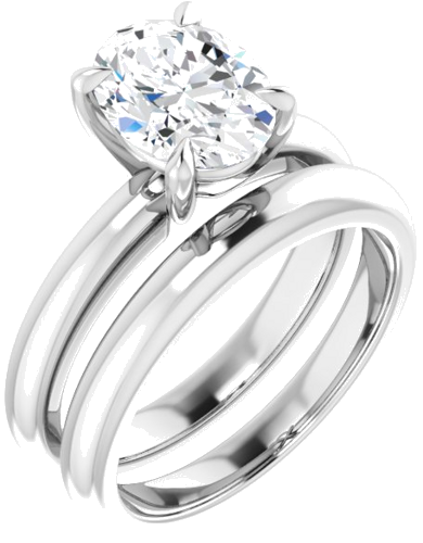 14K White 9x7 mm Oval Solitaire Engagement Ring Mounting (6)