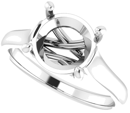 14K White 9 mm Round Solitaire Engagement Ring Mounting (5)
