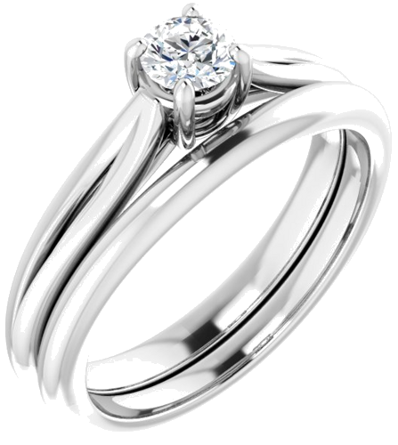 Sužadėtuvių Žiedas „Solitaire“ 14k white gold Round 4.1mm (6)