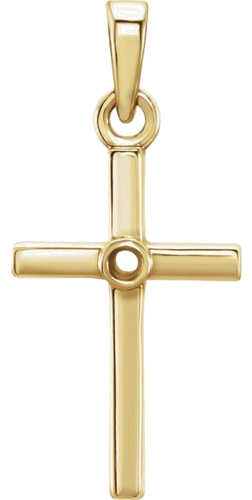 Pakabukas „Cross“ 14k yellow gold Round 2mm (1)