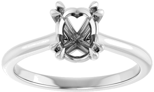 14K White 8x6 mm Oval Solitaire Engagement Ring Mounting (3)
