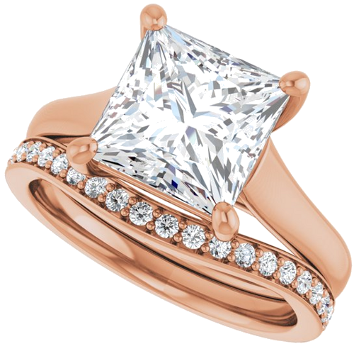 Sužadėtuvių Žiedas „Solitaire“ 14k rose gold Square 8mm (10)