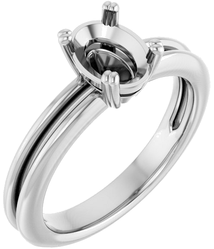 Sužadėtuvių Žiedas „Solitaire“ 14k white gold Oval 8mm x 6mm (1)
