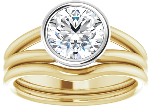 14K Yellow   White 7.4 mm Round Engagement Ring Mounting (8)