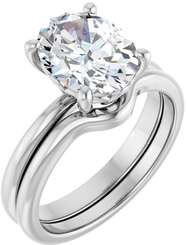 Sužadėtuvių Žiedas „Solitaire“ 585 Baltojo Aukso Oval 10mm x 8mm (6)