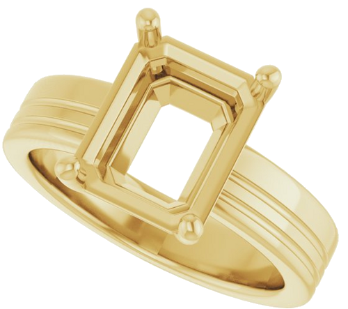 Sužadėtuvių Žiedas „Solitaire“ 585 Geltonojo Aukso Emerald 10mm x 8mm (5)