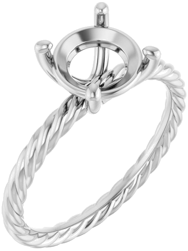 Sužadėtuvių Žiedas „Solitaire Rope“ 14k white gold Round 8mm (1)