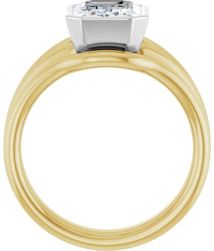 18K Yellow   White 9x7 mm Emerald Engagement Ring Mounting (7)