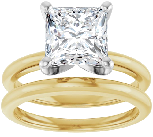 Sužadėtuvių Žiedas 14k yellow/white gold Square 7.5mm (8)