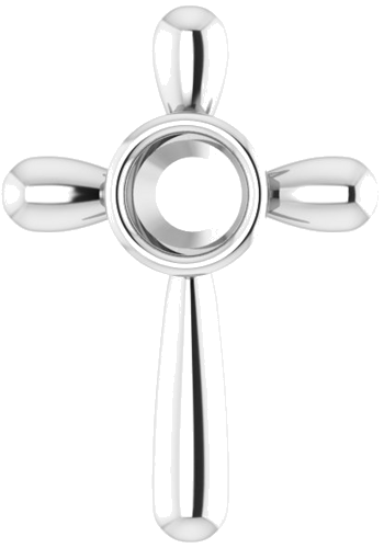 Pakabukas „Solitaire Bezel-Set Cross“ 14k white gold Round 8mm (1)