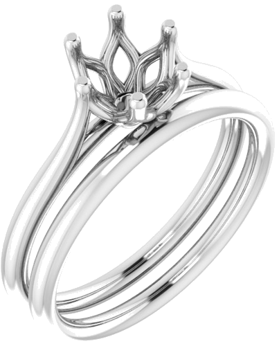 14K White 6 mm Cushion Engagement Ring Mounting (6)