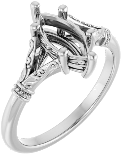 Sužadėtuvių Žiedas „Sculptural“ 14k white gold Marquise 10mm x 5mm (1)