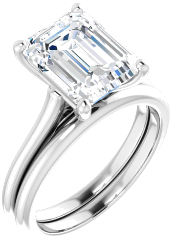 Sužadėtuvių Žiedas „Solitaire“ 585 Baltojo Aukso Emerald 10mm x 8mm (6)