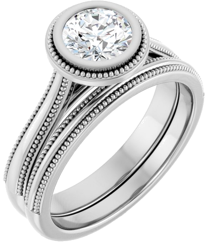 Sužadėtuvių Žiedas „Bezel-Set Solitaire“ 14k white gold Round 5.8mm (6)