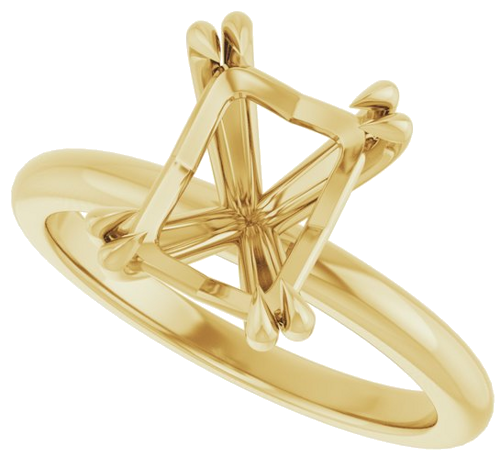 Sužadėtuvių Žiedas „Double Claw-Prong“ 14k yellow gold Emerald 9mm x 7mm (5)