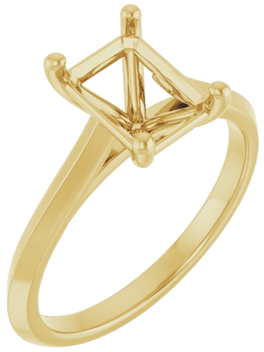 14K Yellow 8x6 mm Emerald Solitaire Engagement Ring Mounting (1)