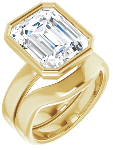 Sužadėtuvių Žiedas „Bezel-Set Solitaire“ 14k yellow gold Emerald 12mm x 10mm (6)