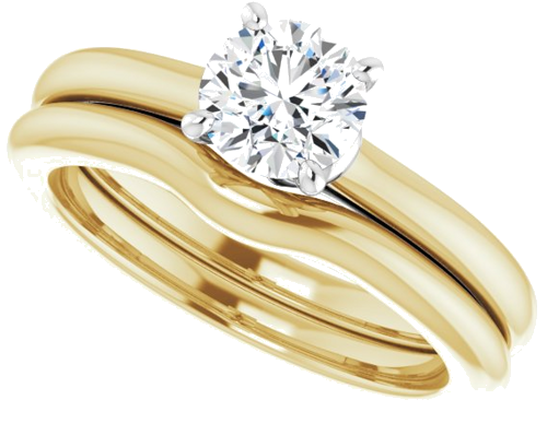 14K Yellow   White  5.8 mm Round Solitaire Engagement Ring Mounting (10)