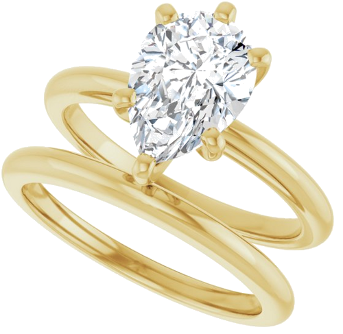 Sužadėtuvių Žiedas „Solitaire“ 585 Geltonojo Aukso Pear Shape 10mm x 7mm (10)