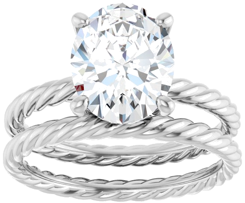 Sužadėtuvių Žiedas „Solitaire“ 585 Baltojo Aukso Oval 10mm x 8mm (8)