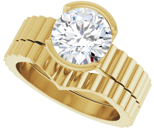 Sužadėtuvių Žiedas „Half-Bezel Solitaire“ 14k yellow gold Round 8mm (10)